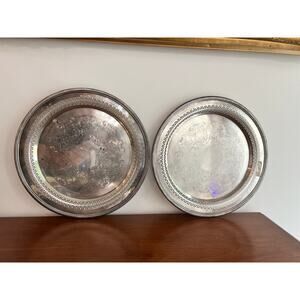 Two Vintage William Rogers Silverplate Tray Pattern 4271P 12 inch Serving Tray